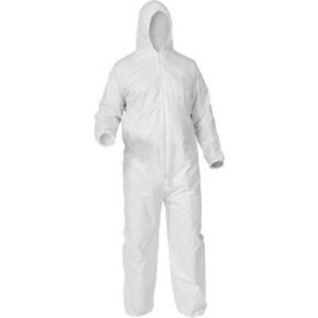 KEYSTONE SAFETY KeyGuard® Coverall, Elastic Wrists & Ankles, Attached Hood, Zipper Front, White, 5XL, 25/CS CVL-KG-HE-5XL